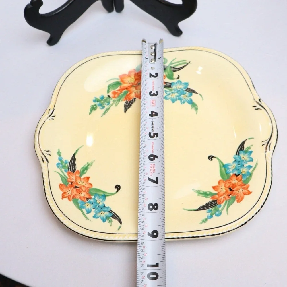 VTG Art Deco Hand Painted Floral Serving Platter Tray C.P. Co.